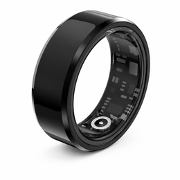 Black Ceramic Health Smart Ring on a clean white background