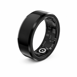 Black Ceramic Health Smart Ring rear three-quarter view on white