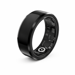 Black Ceramic Health Smart Ring side profile on white