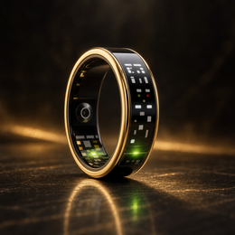 DROPPD Aura Touch Smart Ring gold angle view
