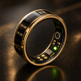 DROPPD Aura Touch Smart Ring gold inner sensor detail