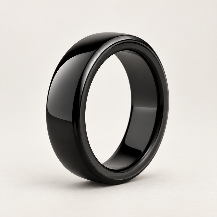 Black Flow Smart Ring, three-quarter studio view