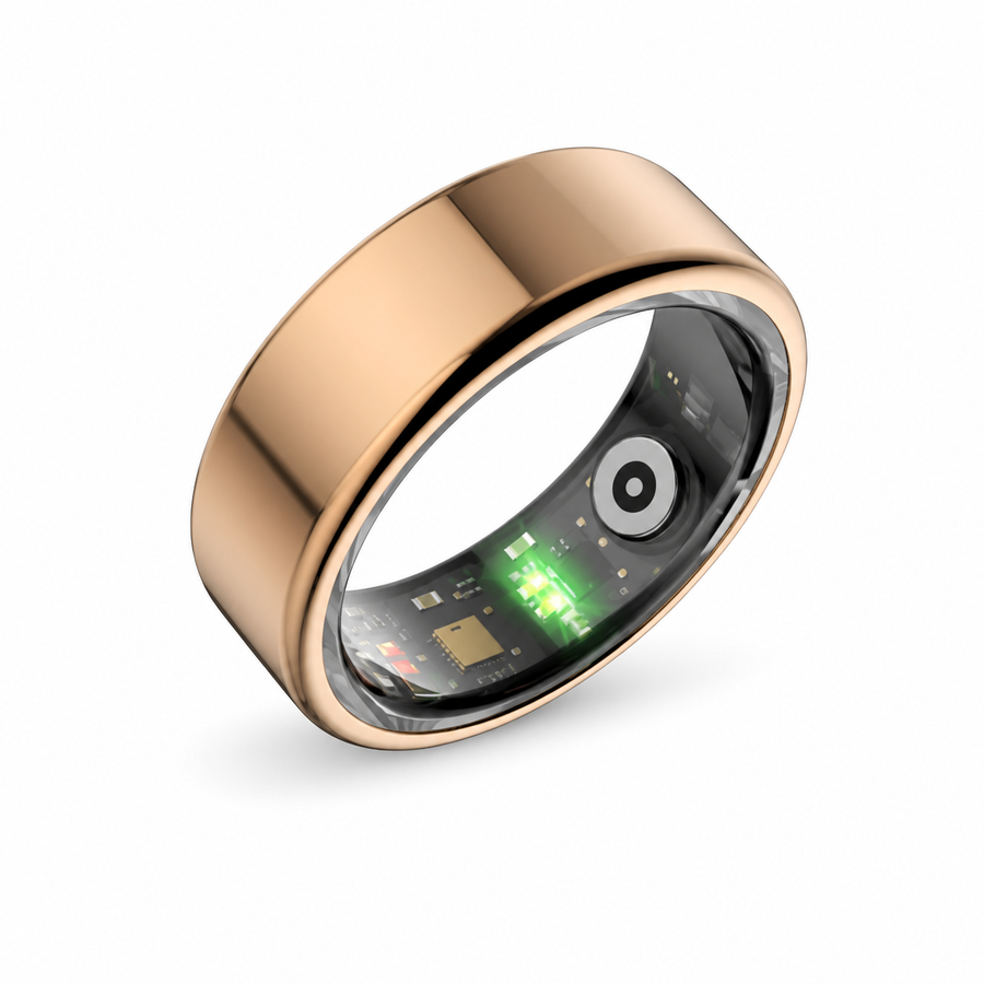 Gold Vital Track Smart Ring front three-quarter view on white